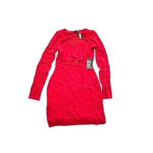 Express Red Lace Mini Dress‎ Long Sleeve Size Small Brand New With Tags NWT